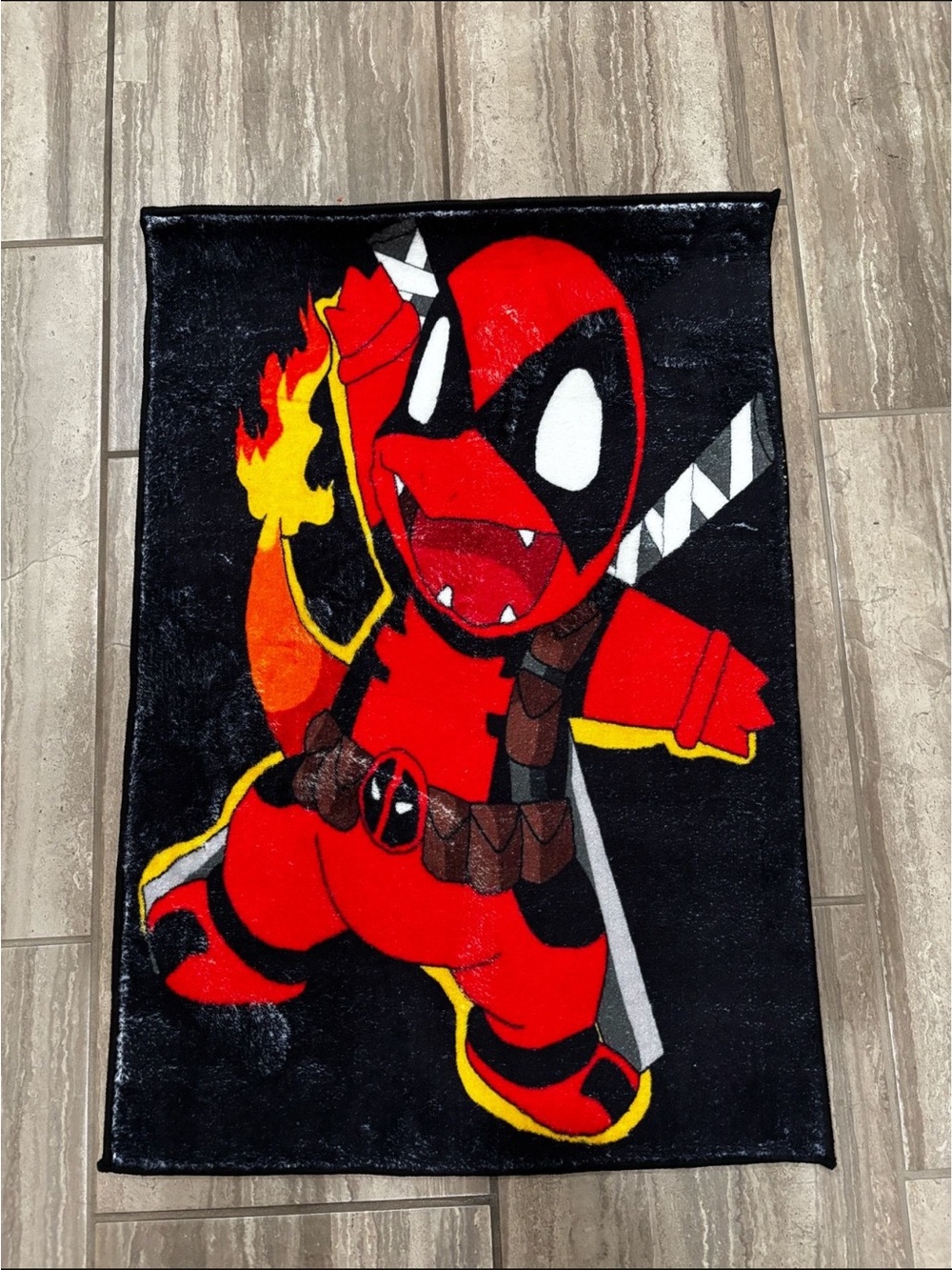 Deadpool Charpool Plush Rug - Red, Black, Yellow
